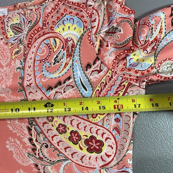 LONDON TIMES Dress Shift Boat Neck 3/4 Sleeve Paisley Print Midi Artsy Womens 4 - Picture 6 of 8
